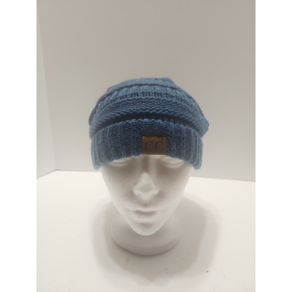 C.C Exclusives Chunky Cable Knit Beanie Hat Ponytail Opening‎ Womans Blue